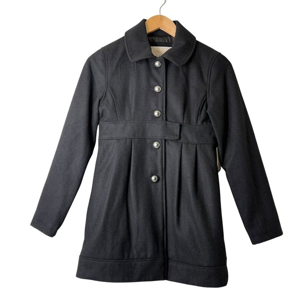 Vtg 00s Arizona Girls L/14 Dress Coat Wool Peacoat Victorian Retro Button Up